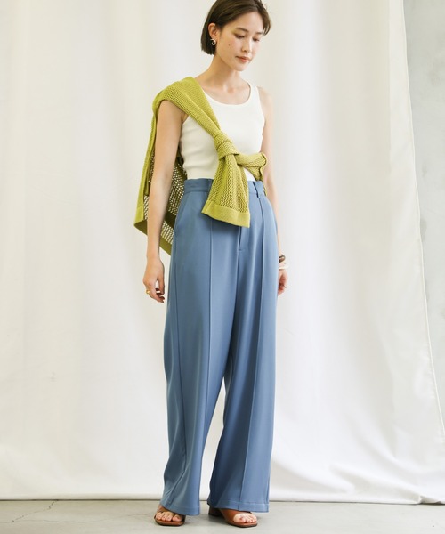 select MOCA(セレクトモカ)の「センターラインステッチワイドパンツ(スラックス・レディース・パープル/ブラウン/ブルー・SMALL/MEDIUM/LARGE)」の6枚目の写真