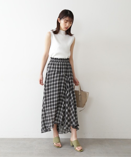 FREE'S MART（フリーズマート）の「【Sシリーズ対応】チェック柄楊柳イレヘムフレアスカート（スカート・レディース・ブラック系その他/ブラウン系その他・SMALL/MEDIUM）」の3枚目の写真