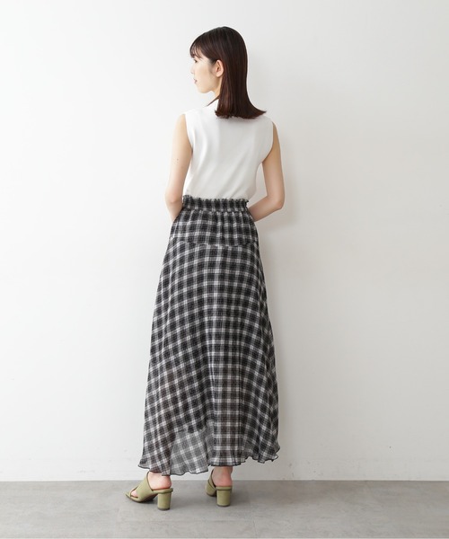 FREE'S MART（フリーズマート）の「【Sシリーズ対応】チェック柄楊柳イレヘムフレアスカート（スカート・レディース・ブラック系その他/ブラウン系その他・SMALL/MEDIUM）」の6枚目の写真