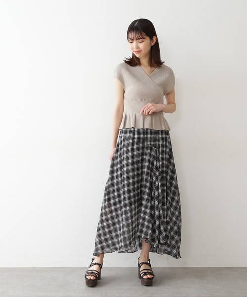 FREE'S MART（フリーズマート）の「【Sシリーズ対応】チェック柄楊柳イレヘムフレアスカート（スカート・レディース・ブラック系その他/ブラウン系その他・SMALL/MEDIUM）」の11枚目の写真