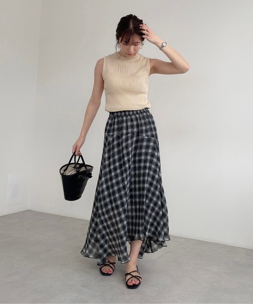 FREE'S MART（フリーズマート）の「【Sシリーズ対応】チェック柄楊柳イレヘムフレアスカート（スカート・レディース・ブラック系その他/ブラウン系その他・SMALL/MEDIUM）」の17枚目の写真