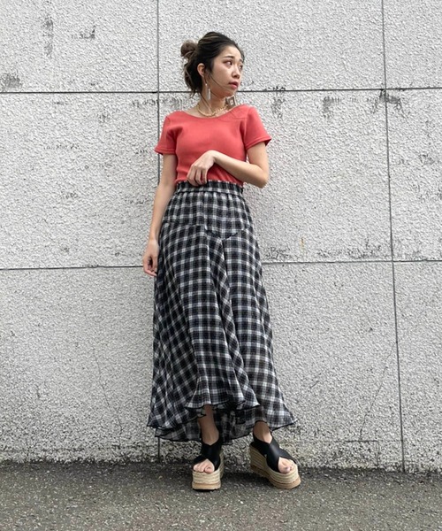 FREE'S MART（フリーズマート）の「【Sシリーズ対応】チェック柄楊柳イレヘムフレアスカート（スカート・レディース・ブラック系その他/ブラウン系その他・SMALL/MEDIUM）」の19枚目の写真