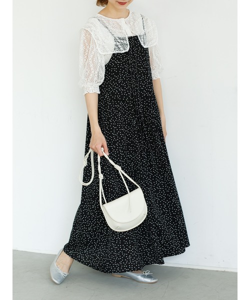 SLURR（スラ―）の「ドットピンタック切替フレアキャミワンピース（ワンピース・レディース・ブラック/アイボリー・FREE）」の5枚目の写真