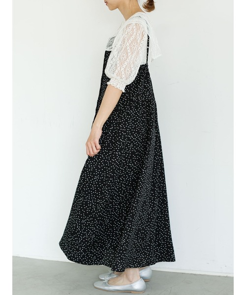 SLURR（スラ―）の「ドットピンタック切替フレアキャミワンピース（ワンピース・レディース・ブラック/アイボリー・FREE）」の7枚目の写真