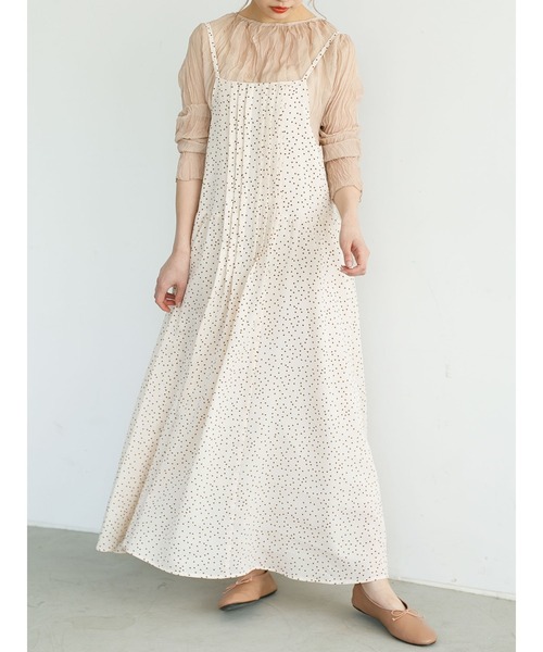 SLURR（スラ―）の「ドットピンタック切替フレアキャミワンピース（ワンピース・レディース・ブラック/アイボリー・FREE）」の10枚目の写真