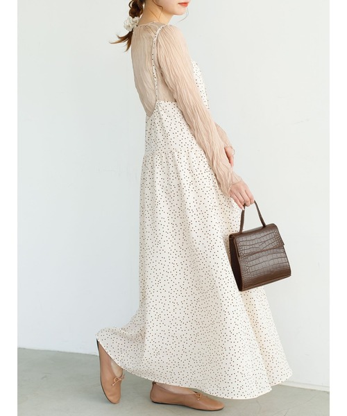 SLURR（スラ―）の「ドットピンタック切替フレアキャミワンピース（ワンピース・レディース・ブラック/アイボリー・FREE）」の11枚目の写真