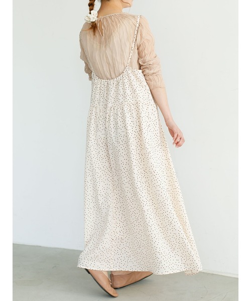 SLURR（スラ―）の「ドットピンタック切替フレアキャミワンピース（ワンピース・レディース・ブラック/アイボリー・FREE）」の13枚目の写真