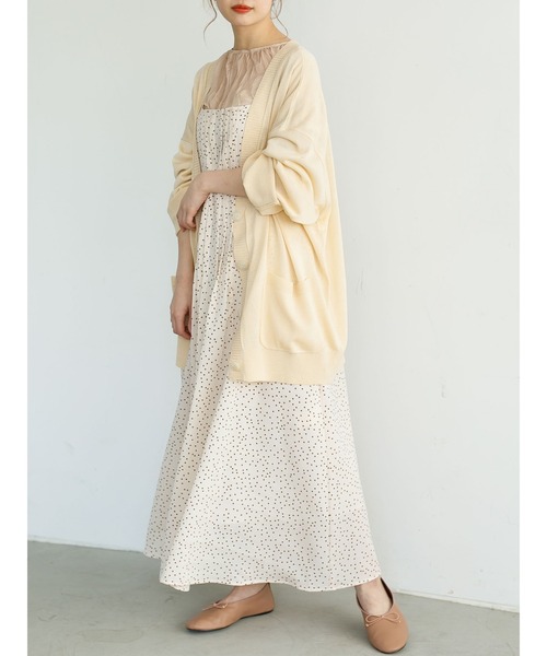 SLURR（スラ―）の「ドットピンタック切替フレアキャミワンピース（ワンピース・レディース・ブラック/アイボリー・FREE）」の15枚目の写真