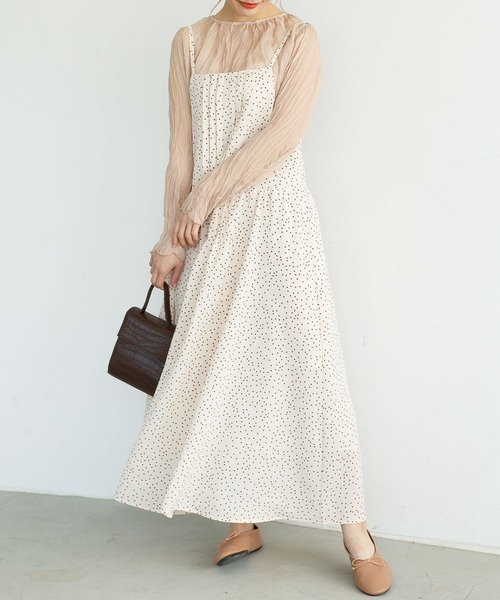 SLURR（スラ―）の「ドットピンタック切替フレアキャミワンピース（ワンピース・レディース・ブラック/アイボリー・FREE）」の21枚目の写真