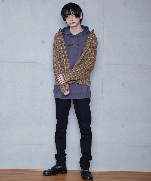 BASQUE magenta（バスクマゼンタ）の「オーバーサイズ フリースボンディング チェック柄 L/S ヘビーネルシャツ（シャツ/ブラウス・メンズ・ブラック/ベージュ/ネイビー/ブラウン/グレー・M/L）」の16枚目の写真