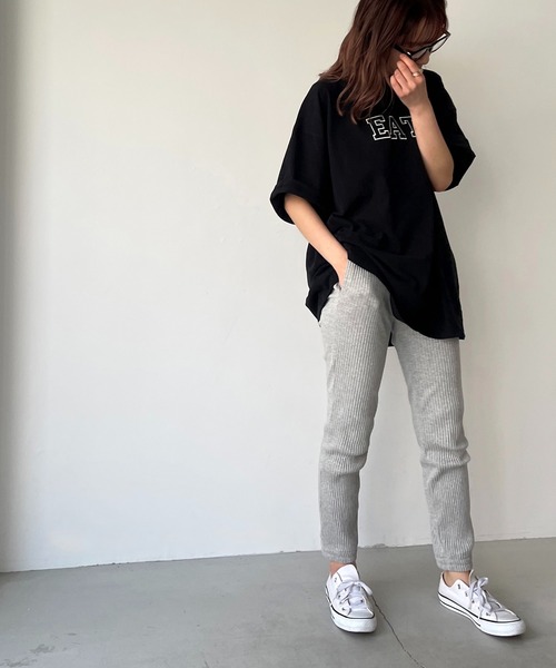 CANAL JEAN（キャナルジーン）の「RED CHOP WORKS(レッドチョップワークス) ソフトリブジョガーパンツ（その他パンツ・レディース・ホワイト/ブラック/ヘザーグレー・38/36）」の3枚目の写真