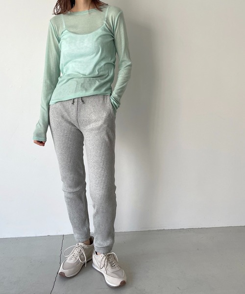 CANAL JEAN（キャナルジーン）の「RED CHOP WORKS(レッドチョップワークス) ソフトリブジョガーパンツ（その他パンツ・レディース・ホワイト/ブラック/ヘザーグレー・38/36）」の9枚目の写真