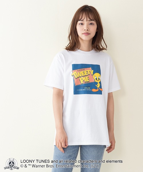 LOONEY TUNES CLASSIC（ルーニーチューンズクラシック）の「【LOONEY TUNES /ルーニー・テューンズ】別注プリントTシャツ（Tシャツ/カットソー・メンズ・オリーブ/ホワイト/ホワイト系その他/ブルー・LARGE/MEDIUM/SMALL/X-LARGE）」の2枚目の写真