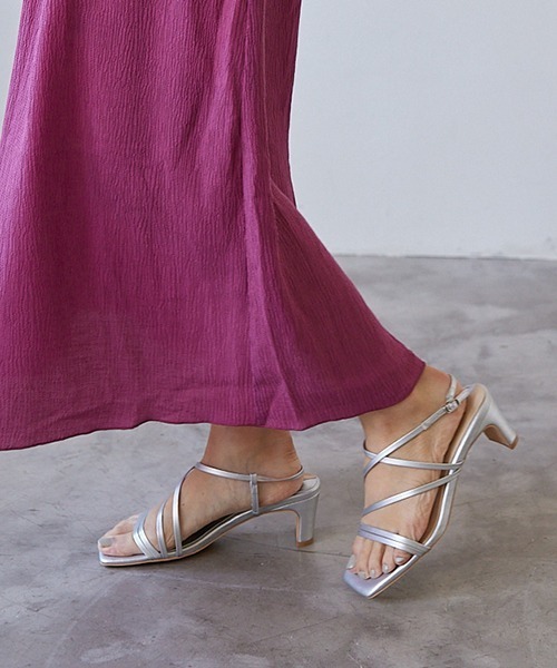 JELLY BEANS（ジェリービーンズ）の「ナローストラップクエアトゥサンダル(215-30009)JELLY BEANS(ジェリービーンズ)（サンダル・レディース・ブラック/ベージュ/シルバー・S/M/L）」の3枚目の写真