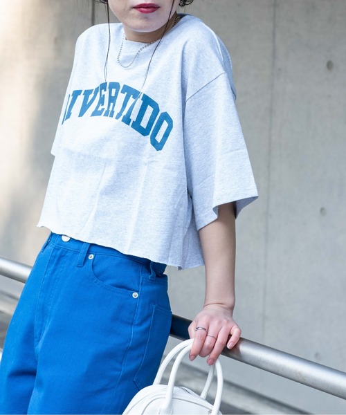 WEGO（ウィゴー）の「WEGO/グラフィックショートT（Tシャツ/カットソー・レディース・ホワイト/オフホワイト/サックスブルー/その他1/アニマル/スミクロ/ダークグリーン/その他6/イエロー/その他2/その他4/その他3/ホワイト系その他/マルチ/グリーン/オートミール/その他9/その他7/ネイビー/ブラック/その他8/その他5/ベージュ系その他5/その他10・FREE）」の7枚目の写真