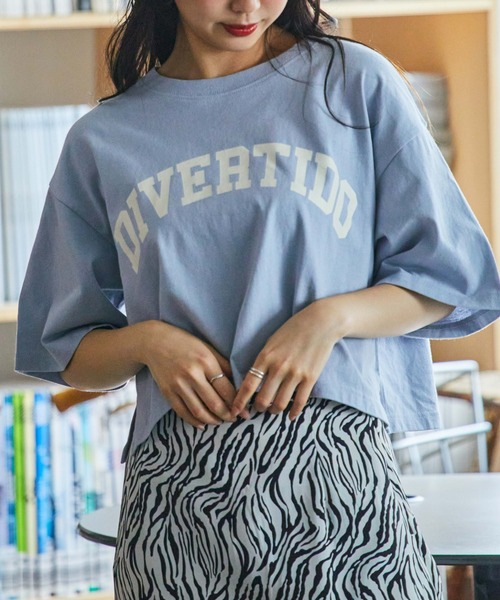 WEGO（ウィゴー）の「WEGO/グラフィックショートT（Tシャツ/カットソー・レディース・ホワイト/オフホワイト/サックスブルー/その他1/アニマル/スミクロ/ダークグリーン/その他6/イエロー/その他2/その他4/その他3/ホワイト系その他/マルチ/グリーン/オートミール/その他9/その他7/ネイビー/ブラック/その他8/その他5/ベージュ系その他5/その他10・FREE）」の12枚目の写真