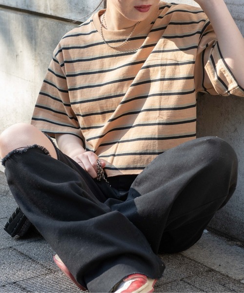 WEGO（ウィゴー）の「WEGO/グラフィックショートT（Tシャツ/カットソー・レディース・ホワイト/オフホワイト/サックスブルー/その他1/アニマル/スミクロ/ダークグリーン/その他6/イエロー/その他2/その他4/その他3/ホワイト系その他/マルチ/グリーン/オートミール/その他9/その他7/ネイビー/ブラック/その他8/その他5/ベージュ系その他5/その他10・FREE）」の8枚目の写真