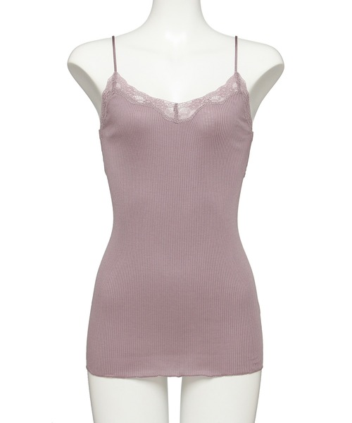 Chut！ INTIMATES（シュットインティメイツ）の「【綿70％ シルク30％】コットンシルク キャミソール (C165)（その他アンダーウェア/インナー・レディース・チャコールグレー/ライトグレー/ブラック/ダークブラウン/カーキ/ピンクベージュ/ライトベージュ/モーブ系/ライトブルーグレー/パープル・L/M）」の12枚目の写真