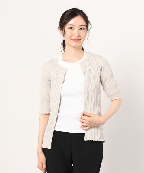 セール リブニットクルーネック半袖カーディガン カーディガン ボレロ Nano Universe ナノユニバース のファッション通販 Zozotown