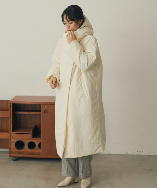 Auntie Rosa Holiday（アンティローザホリデー）の「2WAY中綿オーバーフーディコート（撥水加工/ウォッシャブル）（その他アウター・レディース・ホワイト/ブラック/グレイッシュベージュ・FREE）」の9枚目の写真