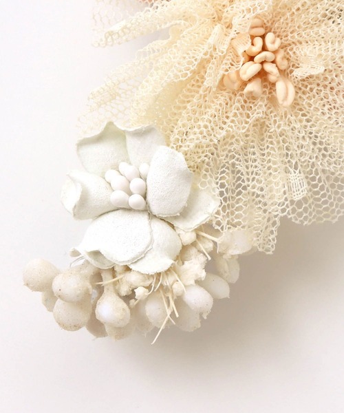 apres les cours(アプレレクール)の「チュールフラワーヘアクリップセット(アイボリー)(バレッタ/ヘアクリップ・キッズ・アイボリー・FREE)」の5枚目の写真