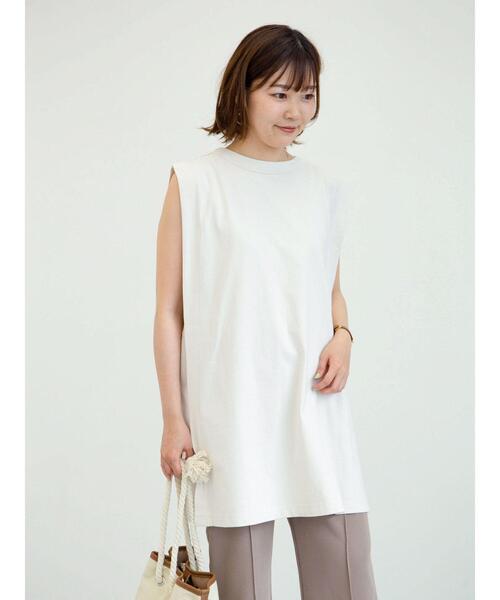 Sugar spoon（シュガースプーン）の「・SUGAR SPOON ボックスノースリチュニック＊（Tシャツ/カットソー・レディース・チャコールグレー/ブルー/アイボリー/モカ・FREE）」の5枚目の写真