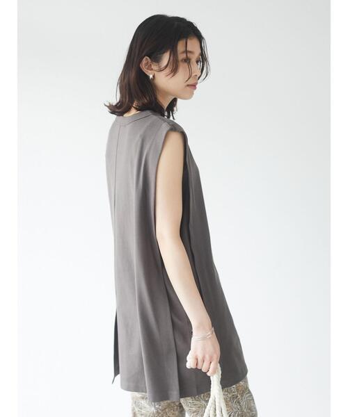 Sugar spoon（シュガースプーン）の「・SUGAR SPOON ボックスノースリチュニック＊（Tシャツ/カットソー・レディース・チャコールグレー/ブルー/アイボリー/モカ・FREE）」の6枚目の写真