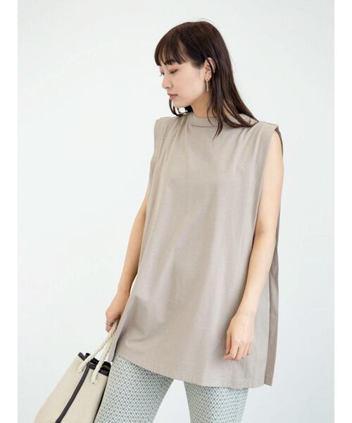 Sugar spoon（シュガースプーン）の「・SUGAR SPOON ボックスノースリチュニック＊（Tシャツ/カットソー・レディース・チャコールグレー/ブルー/アイボリー/モカ・FREE）」の7枚目の写真