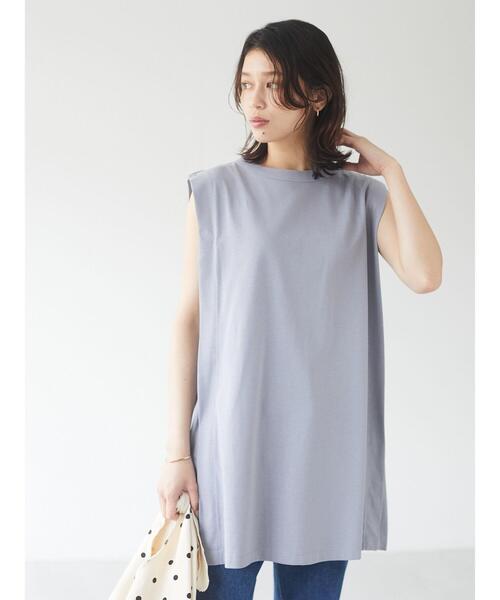 Sugar spoon（シュガースプーン）の「・SUGAR SPOON ボックスノースリチュニック＊（Tシャツ/カットソー・レディース・チャコールグレー/ブルー/アイボリー/モカ・FREE）」の8枚目の写真