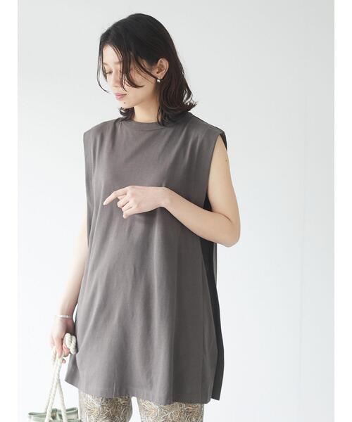 Sugar spoon（シュガースプーン）の「・SUGAR SPOON ボックスノースリチュニック＊（Tシャツ/カットソー・レディース・チャコールグレー/ブルー/アイボリー/モカ・FREE）」の12枚目の写真