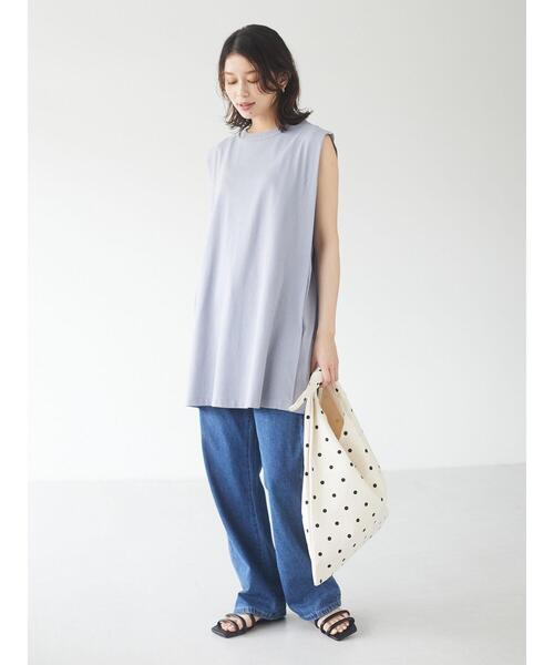 Sugar spoon（シュガースプーン）の「・SUGAR SPOON ボックスノースリチュニック＊（Tシャツ/カットソー・レディース・チャコールグレー/ブルー/アイボリー/モカ・FREE）」の18枚目の写真