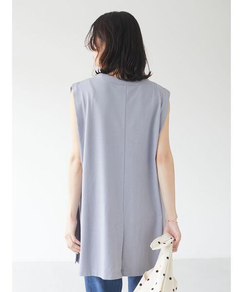 Sugar spoon（シュガースプーン）の「・SUGAR SPOON ボックスノースリチュニック＊（Tシャツ/カットソー・レディース・チャコールグレー/ブルー/アイボリー/モカ・FREE）」の21枚目の写真