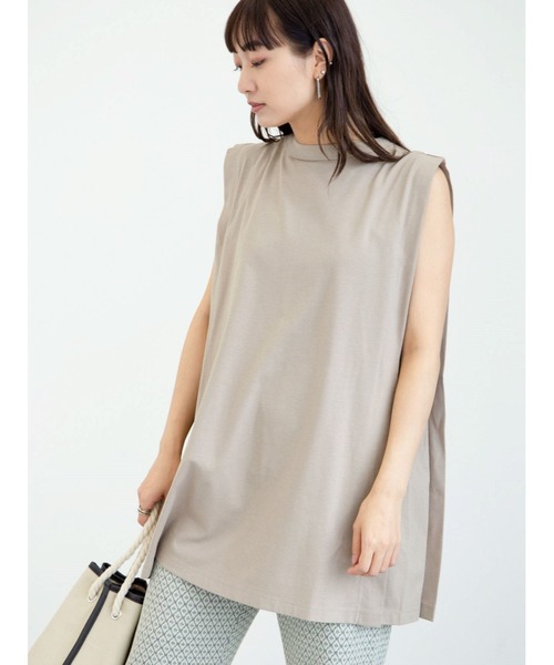 Sugar spoon（シュガースプーン）の「・SUGAR SPOON ボックスノースリチュニック＊（Tシャツ/カットソー・レディース・チャコールグレー/ブルー/アイボリー/モカ・FREE）」の4枚目の写真