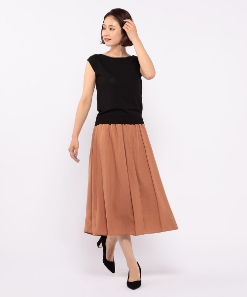 MEW'S REFINED CLOTHES（ミューズリファインドクローズ）の「美シルエットギャザーフレアスカート（スカート・レディース・ホワイト/ブラック/ブラウン系その他・MEDIUM）」の11枚目の写真