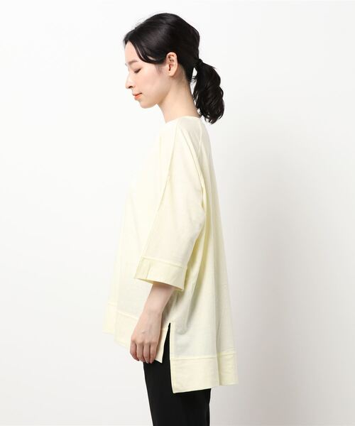 Q(キュー)の「ドロップスクエアT(Tシャツ/カットソー・レディース・ライトブルー/ブラック/マスタード・MEDIUM)」の4枚目の写真