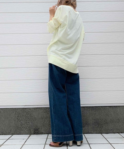 Q(キュー)の「ドロップスクエアT(Tシャツ/カットソー・レディース・ライトブルー/ブラック/マスタード・MEDIUM)」の10枚目の写真