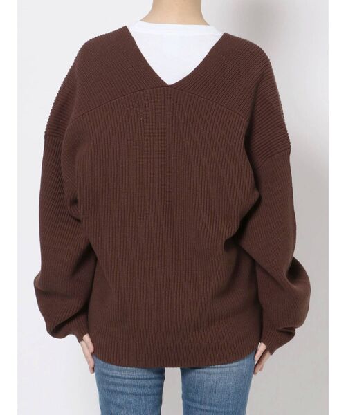 Ungrid（アングリッド）の「デザインＶネックニット（ニット/セーター・レディース・ブラック/オフホワイト/ブラウン・FREE）」の17枚目の写真