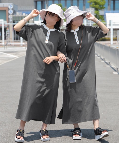 PairPair（ペアペア）の「クレリックバンドカラーワンピース/リンクコーデ対応（ワンピース・レディース・ブルーグリーン/スミクロ/ライトベージュ・FREE）」の14枚目の写真