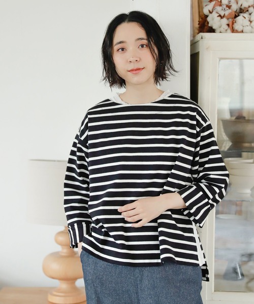 studio CLIP（スタディオクリップ）の「テントラインボーダープルオーバー（Tシャツ/カットソー・レディース・ブラック/ベージュ/ブラウン/グリーン・FREE）」の16枚目の写真