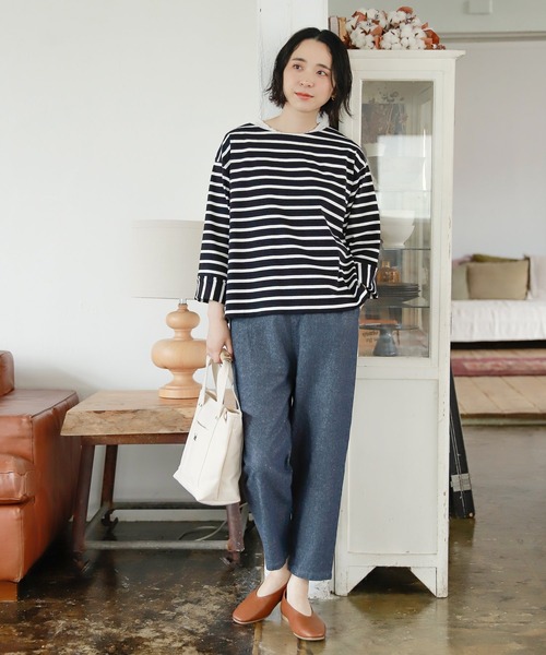 studio CLIP（スタディオクリップ）の「テントラインボーダープルオーバー（Tシャツ/カットソー・レディース・ブラック/ベージュ/ブラウン/グリーン・FREE）」の5枚目の写真