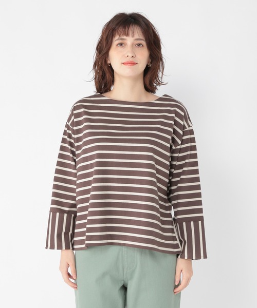 studio CLIP（スタディオクリップ）の「テントラインボーダープルオーバー（Tシャツ/カットソー・レディース・ブラック/ベージュ/ブラウン/グリーン・FREE）」の9枚目の写真