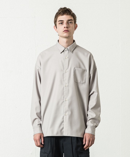 SLICK（スリック）の「T/Rツイルドロップショルダーステッチワークシャツ（シャツ/ブラウス・メンズ・ブラック/カーキ/チャコールグレー/アイボリー・2/1/3）」の16枚目の写真