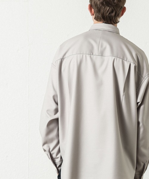 SLICK（スリック）の「T/Rツイルドロップショルダーステッチワークシャツ（シャツ/ブラウス・メンズ・ブラック/カーキ/チャコールグレー/アイボリー・2/1/3）」の5枚目の写真