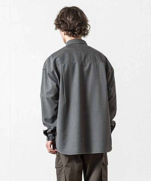 SLICK（スリック）の「T/Rツイルドロップショルダーステッチワークシャツ（シャツ/ブラウス・メンズ・ブラック/カーキ/チャコールグレー/アイボリー・2/1/3）」の18枚目の写真