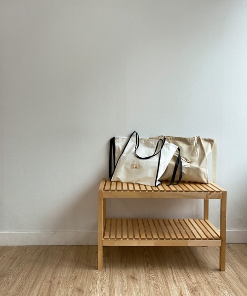 mimi toujours（ミミトゥジュール）の「トートバッグ パイピング サイドリボン omom×mimi toujours（トートバッグ・レディース・ホワイト/ベージュ・F）」の8枚目の写真