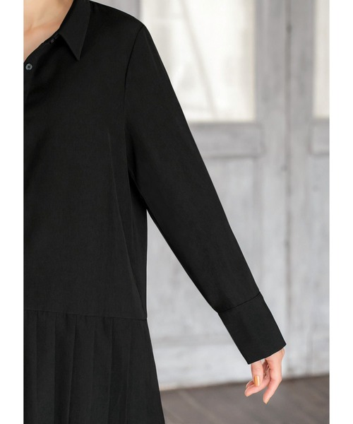 STYLE DELI(スタイルデリ)の「ジョーゼット裾プリーツシャツ(シャツ/ブラウス・レディース・ホワイト/ブラック・FREE)」の9枚目の写真