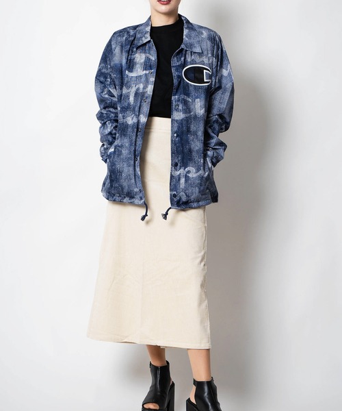 Champion（チャンピオン）の「【Wo】【it】Champion SATIN COACHES JACKET RIBBED CUFF PRINT（ミリタリージャケット・レディース・ブラック/ネイビー・MEDIUM/LARGE/SMALL）」の13枚目の写真