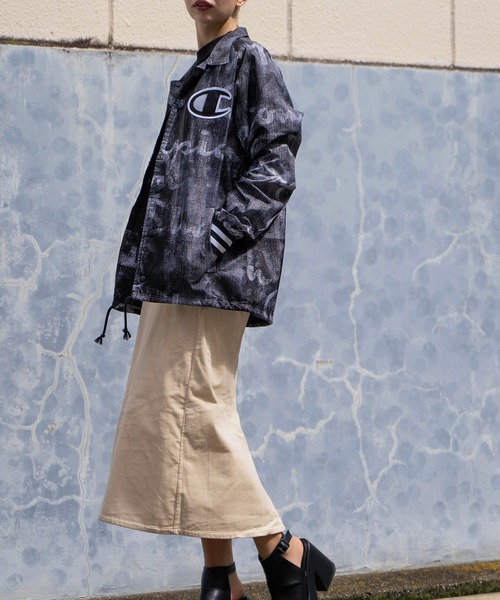 Champion（チャンピオン）の「【Wo】【it】Champion SATIN COACHES JACKET RIBBED CUFF PRINT（ミリタリージャケット・レディース・ブラック/ネイビー・MEDIUM/LARGE/SMALL）」の15枚目の写真