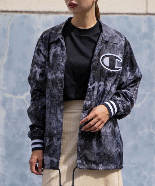 Champion（チャンピオン）の「【Wo】【it】Champion SATIN COACHES JACKET RIBBED CUFF PRINT（ミリタリージャケット・レディース・ブラック/ネイビー・MEDIUM/LARGE/SMALL）」の18枚目の写真
