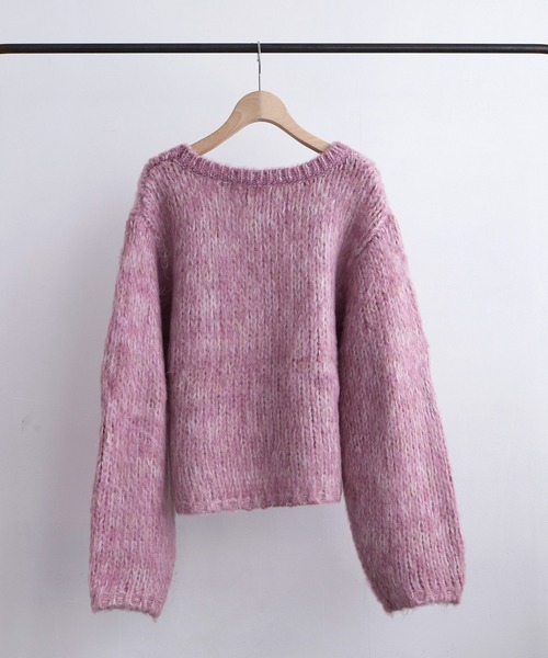 EFOLE（エフォル）の「モヘアライク ボリュームスリーブ クロップドニット（ニット/セーター・レディース・オフホワイト/ラベンダー/キャメル・FREE）」の3枚目の写真